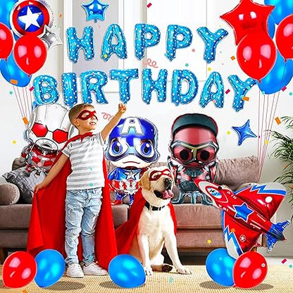 72 Pack Superhero Birthday Party Decorations Set with Balloons Arch