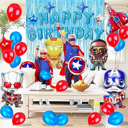 72 Pack Superhero Birthday Party Decorations Set with Balloons Arch