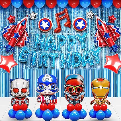 72 Pack Superhero Birthday Party Decorations Set with Balloons Arch