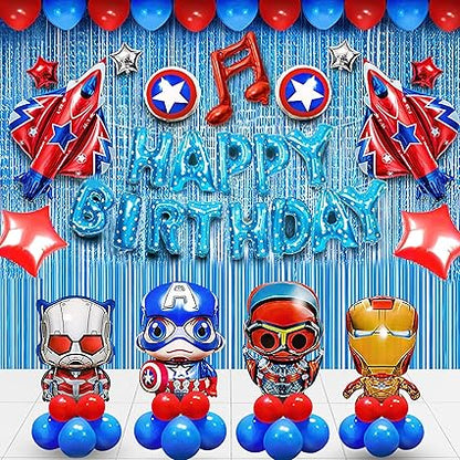 72 Pack Superhero Birthday Party Decorations Set with Balloons Arch